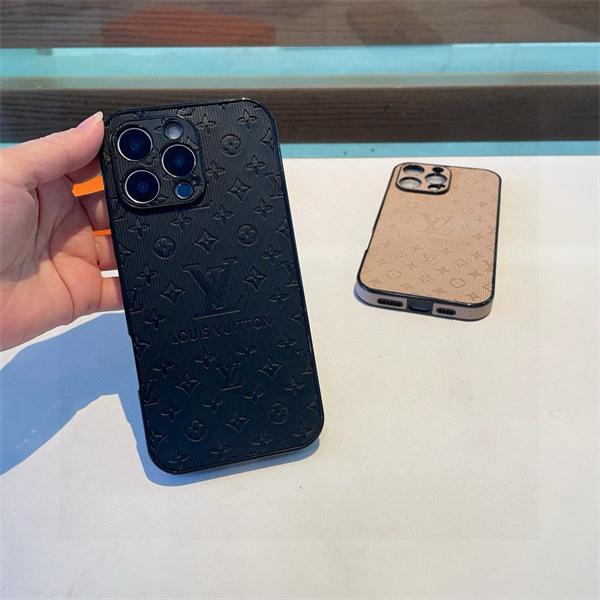 IPONE17ルイヴィトン激安ブラックエンボスモノグラムレザーiPhoneケース立体ロゴ高級スマホカバー