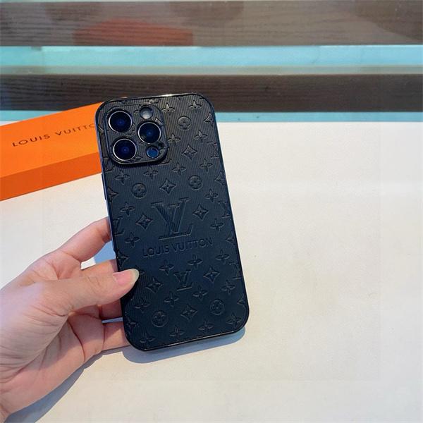 IPONE17ルイヴィトン激安ブラックエンボスモノグラムレザーiPhoneケース立体ロゴ高級スマホカバー