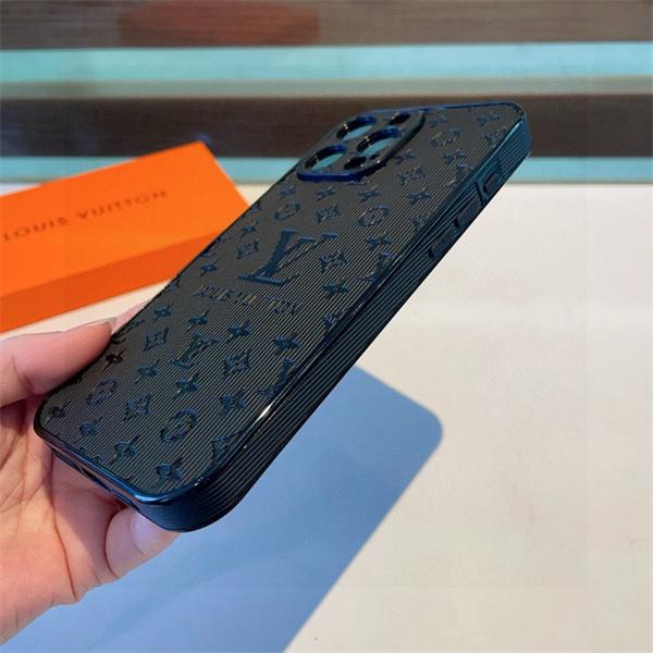IPONE17ルイヴィトン激安ブラックエンボスモノグラムレザーiPhoneケース立体ロゴ高級スマホカバー