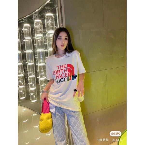 今季大本命 ブラック アウトドア ストリート トレンド GUCCI　THE NORTH FACE グッチ コピー 半袖Tシャツ