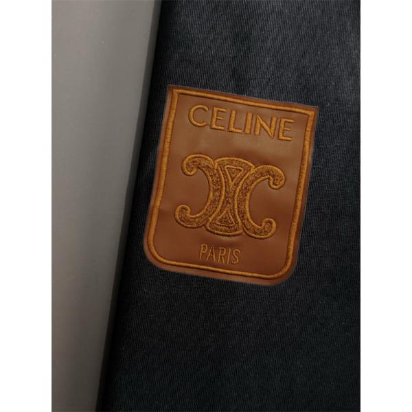 注目上昇 ホワイト レザーロゴパッチ 洗練 カジュアル CELINE セリーヌ コピー 半袖Tシャツ
