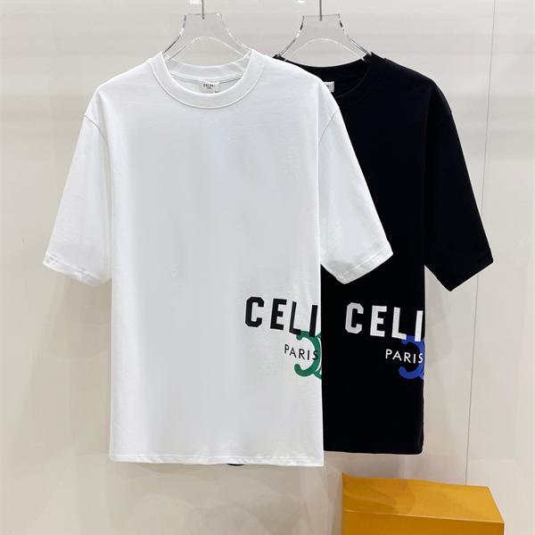 新着 ホワイト ロゴプリント CELINE セリーヌ コピー シンプル 軽やか 半袖Tシャツ