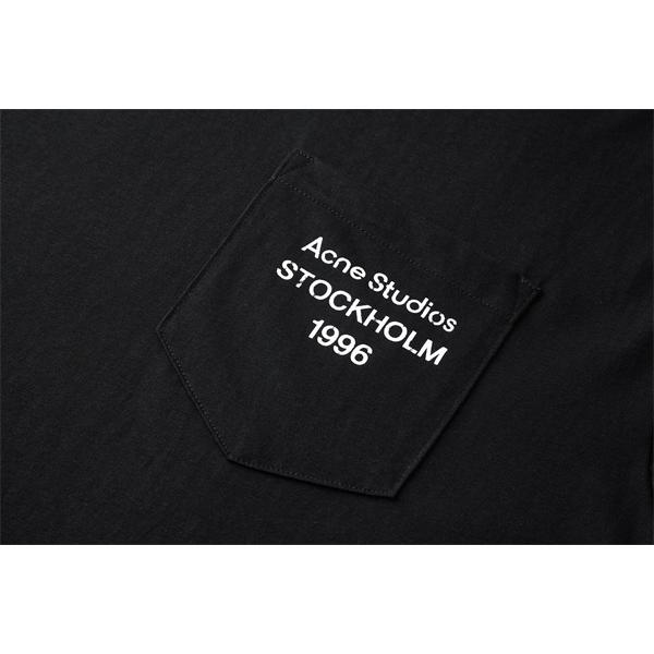ポケット刺繍ロゴ Tシャツ 半袖 ブラック ベーシック ミニマル ACNE STUDIOS アクネ ストゥディオズ スーパーコピー