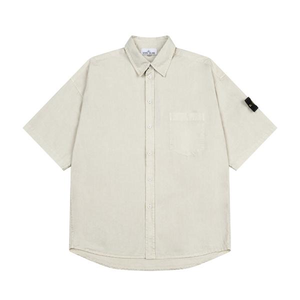 注目 ウォッシュデニム STONE ISLAND  スーパーコピー シャツ 半袖 ポケット 無地調 ストーンアイランド