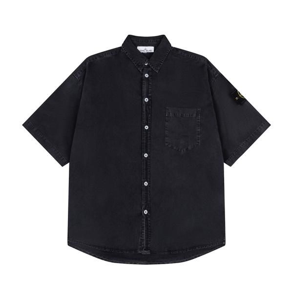 注目 ウォッシュデニム STONE ISLAND  スーパーコピー シャツ 半袖 ポケット 無地調 ストーンアイランド