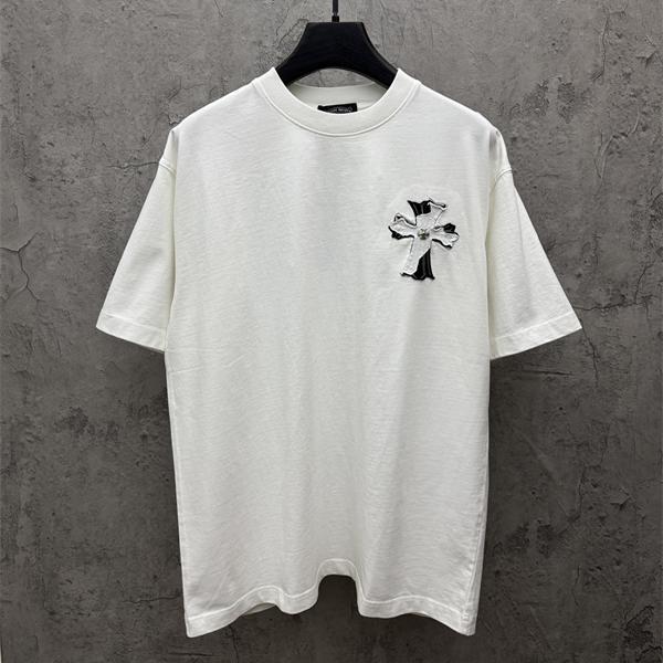 高級感 ホワイト 半袖 Tシャツ クロムハーツ コピー ミニマル 上品 クリーンスタイル CHROME HEARTS 