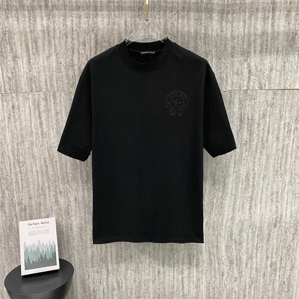 洗練 ホワイト 半袖 Tシャツ ワンポイント CHROME HEARTS ミニマル 大人カジュアル クロムハーツ コピー