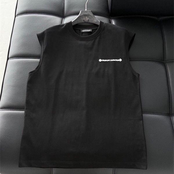 クロムハーツ コピー シンプル ミニロゴ ノースリーブ CHROME HEARTS ブラック タンクトップ 夏コーデ