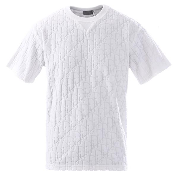 人気 ディオール モノグラム総柄 半袖Tシャツ ホワイト エンボス加工 Dior スーパーコピー 高級感 モード 