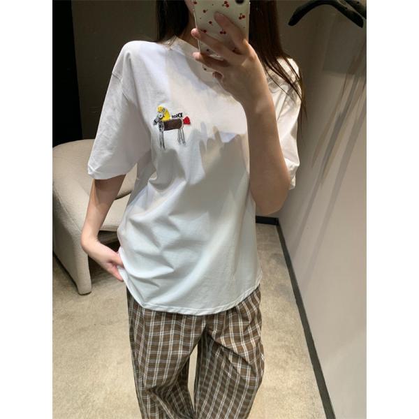 人気 刺繍 半袖 Tシャツ DIOR ホワイト グレー クルーネック シンプル スーパーコピー 高級感 ディオール