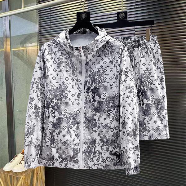 セットアップ 総柄モノトーン UVカット 防晒 薄手 海辺 ルイヴィトン コピー リゾート LOUIS VUITTON