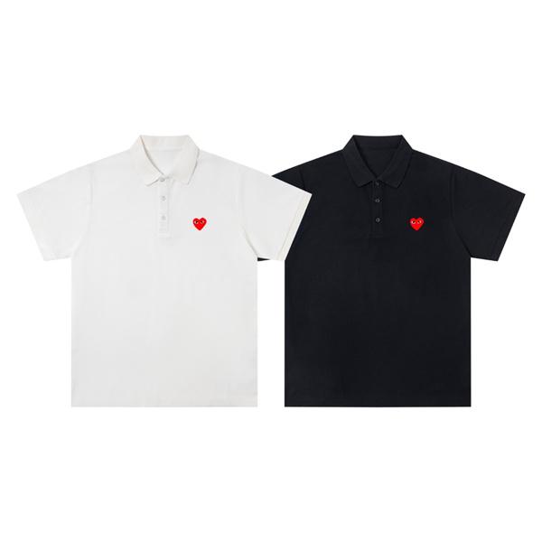 コムデギャルソン プレイ COMME des GARÇONS PLAY ポロシャツ 半袖 激安 ワンポイント ハート刺繍 シンプル カジュアル 男女兼用 ゆったり 夏 ブラック