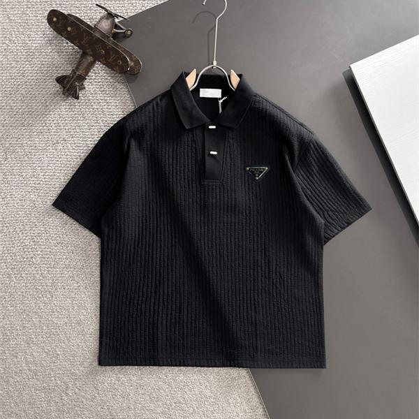 半袖ポロシャツ PRADA 高級感 ワンポイントロゴ モード系 カジュアル プラダ スーパーコピー