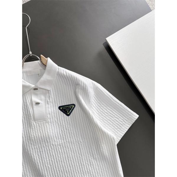 半袖ポロシャツ PRADA 高級感 ワンポイントロゴ モード系 カジュアル プラダ スーパーコピー