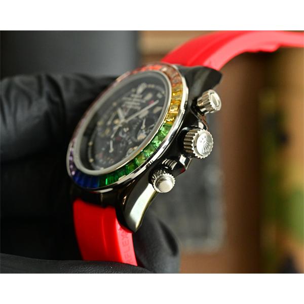 ロレックス コピー メンズ ROLEX 腕時 43mm デイトナ スケルトン ミネラルガラス クロノグラフクォーツムーブメント 高品質