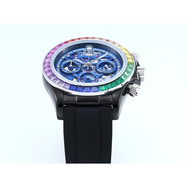 新品 ROLEX 腕時計 デイトナ スケルトン 43mm 316Lステンレス 日本製クォーツ ラバー バックル 強力夜光 スーパーコピー時計 ロレックス コピー