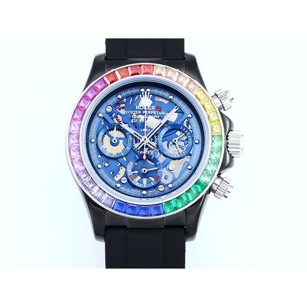 新品 ROLEX 腕時計 デイトナ スケルトン 43mm 316Lステンレス 日本製クォーツ ラバー バックル 強力夜光 スーパーコピー時計 ロレックス コピー