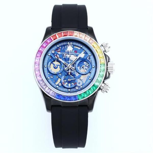 新品 ROLEX 腕時計 デイトナ スケルトン 43mm 316Lステンレス 日本製クォーツ ラバー バックル 強力夜光 スーパーコピー時計 ロレックス コピー
