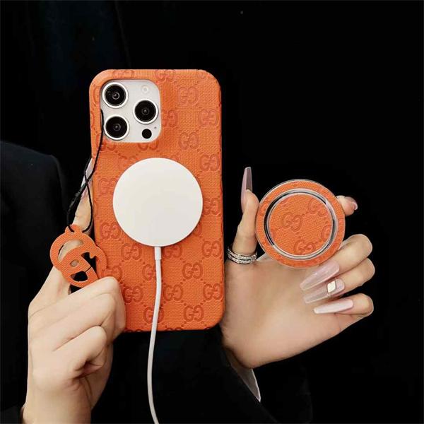 GUCCI コピー iphone17 スマホケース マグネット対応 グッチ リング付き  落下防止 高級感
