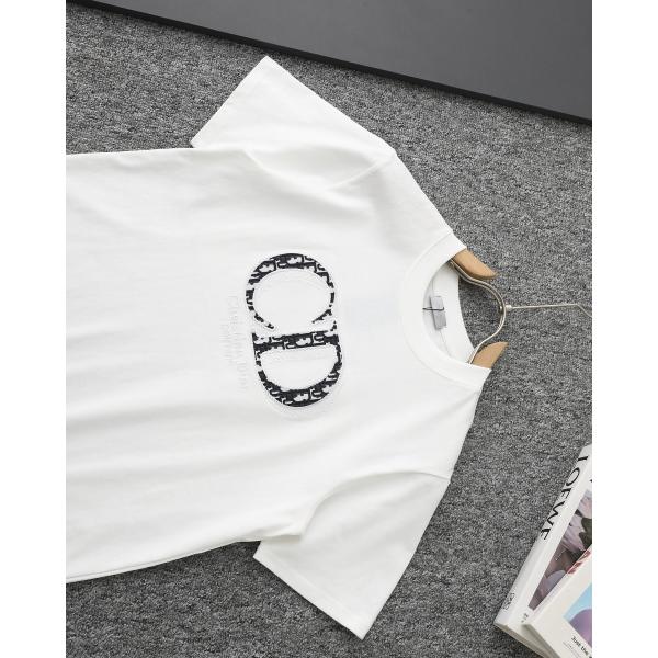 メンズ 半袖 ディオール スーパーコピー Tシャツ ロゴ刺繍 オブリーク