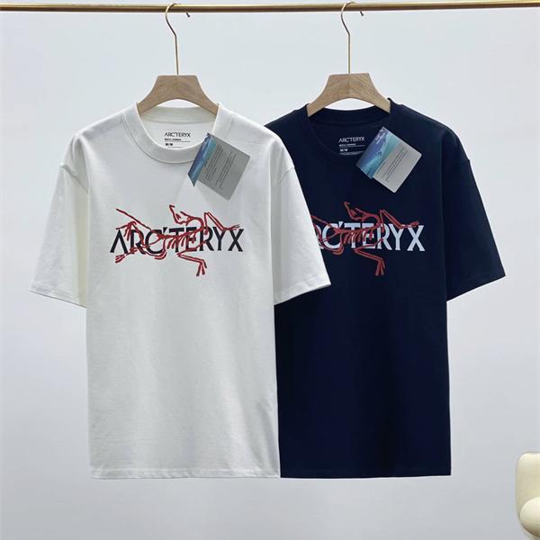 ARC'TERYX アークテリクス コピー ホワイト ネイビー配色 プリント 半袖Tシャツ 軽やか素材 ストリート