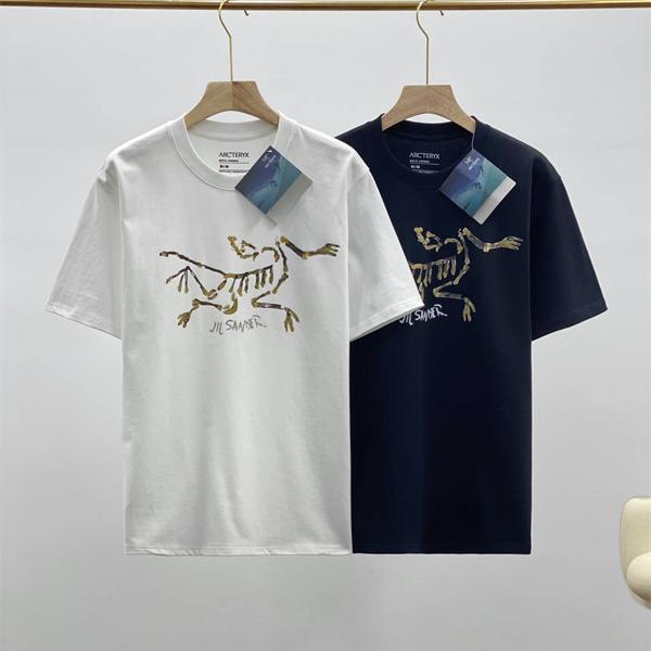 ネイビー展開 プリント 半袖Tシャツ 高級 柔らか質感 ARC'TERYX 個性際立つ アークテリクス 偽物