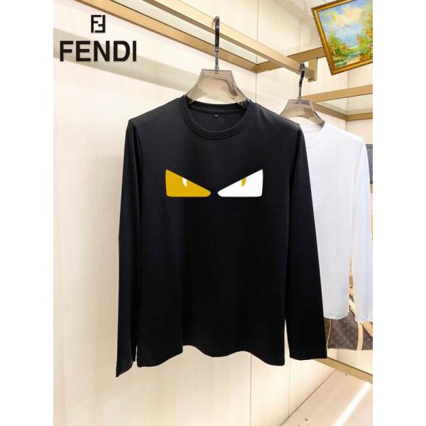 柔らかなフェンディーモンスターカットソー トップス メンズ FENDI 長袖Tシャツコピー丸首 2色可選