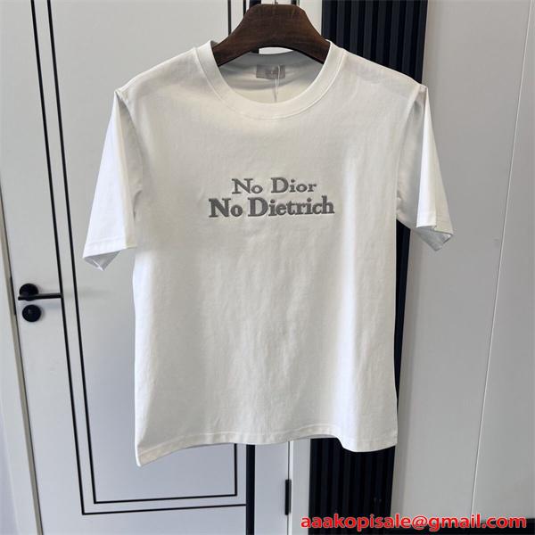 ミニマル プリント DIOR 半袖Tシャツ メンズ レディース兼用 コットン素材 ディオール コピー