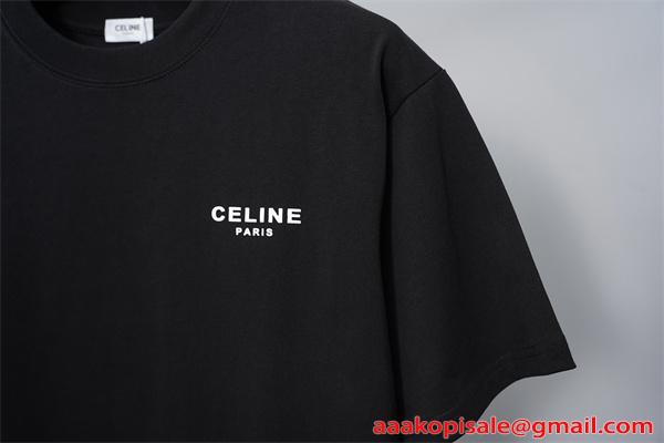 半袖 ロゴプリント CELINE クルーネック ブラック ホワイト メンズ