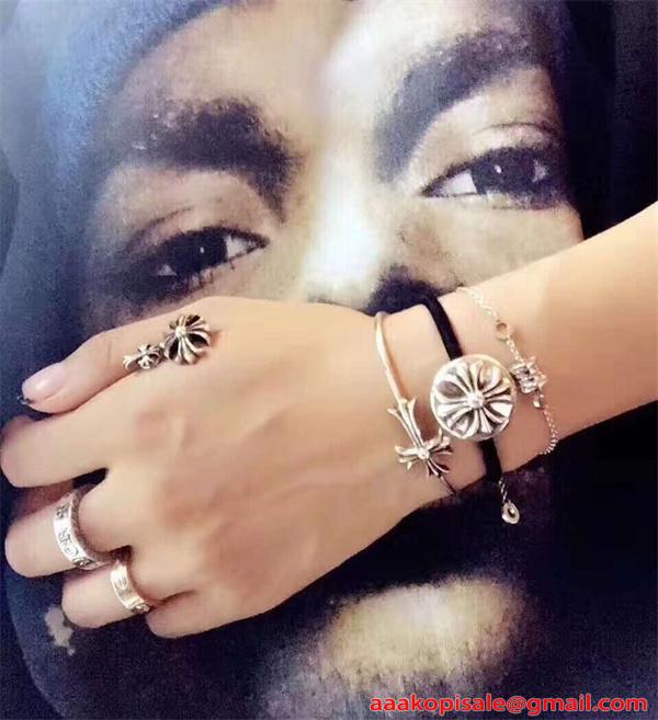 クロムハーツ 偽物 バングル レディース クロスモチーフ CHROME HEARTS シルバーカラー 調整可能 シンプル
