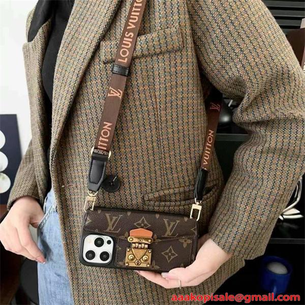 スマホケース ショルダー付き 斜め掛け ルイヴィトン 偽物 カード収納 おしゃれ 大人可愛い LOUIS VUITTON