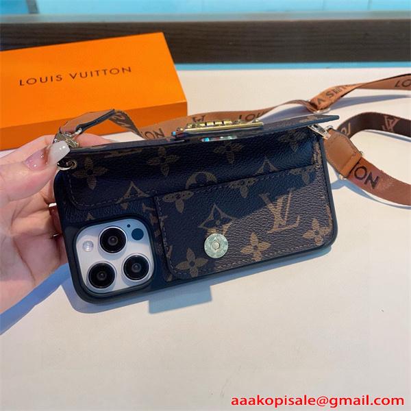 スマホケース ショルダー付き 斜め掛け ルイヴィトン 偽物 カード収納 おしゃれ 大人可愛い LOUIS VUITTON