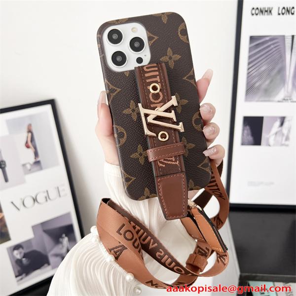  ルイヴィトン コピー スマホケース ストラップ付き 高見えデザイン LOUIS VUITTON 落下防止 カード収納