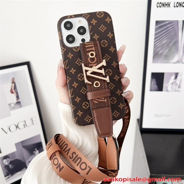  ルイヴィトン コピー スマホケース ストラップ付き 高見えデザイン LOUIS VUITTON 落下防止 カード収納