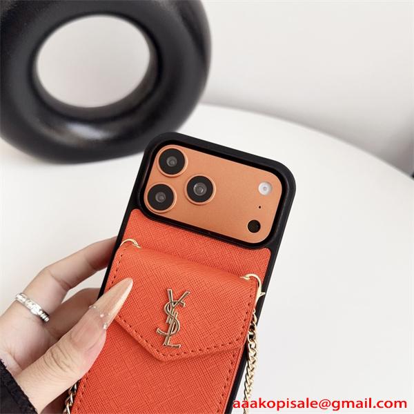 サンローラン コピー スマホケース チェーン付き カード収納 YSL ショルダータイプ おしゃれ 高級感c