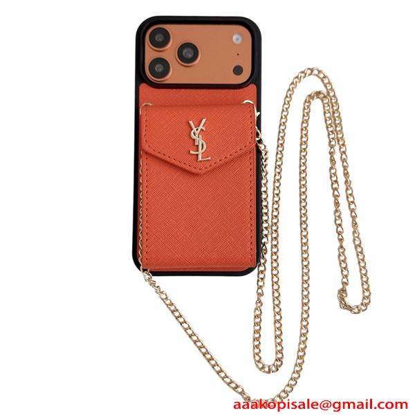 サンローラン コピー スマホケース チェーン付き カード収納 YSL ショルダータイプ おしゃれ 高級感c