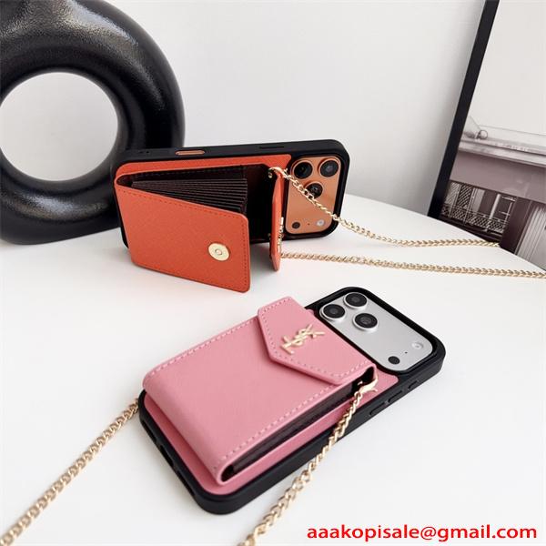 サンローラン コピー スマホケース チェーン付き カード収納 YSL ショルダータイプ おしゃれ 高級感c
