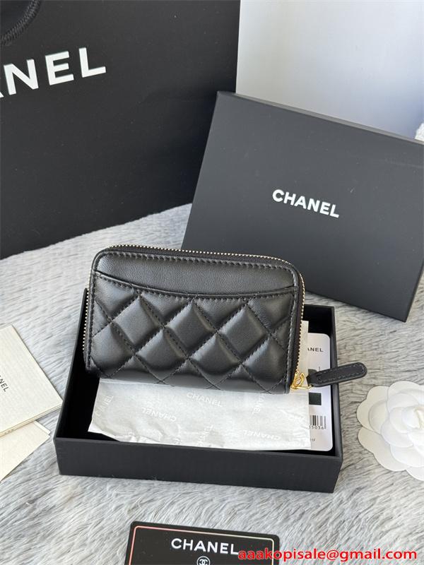 CHANEL シャネル コピー 財布 エレガント レザー ラウンドジップ ミニウォレット ブラック 高級感