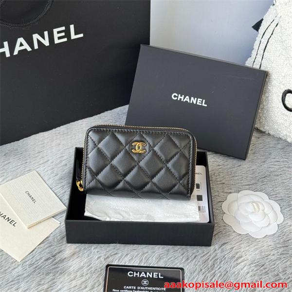 CHANEL シャネル コピー 財布 エレガント レザー ラウンドジップ ミニウォレット ブラック 高級感