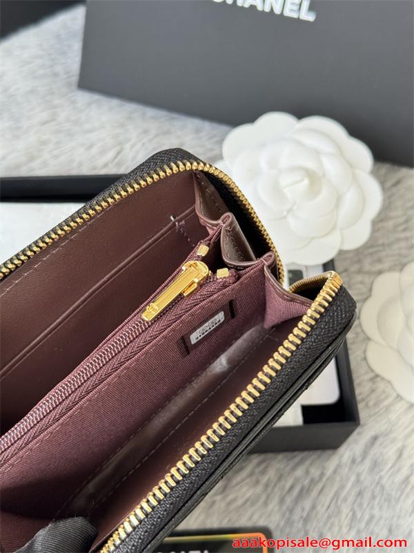 CHANEL シャネル コピー 財布 エレガント レザー ラウンドジップ ミニウォレット ブラック 高級感