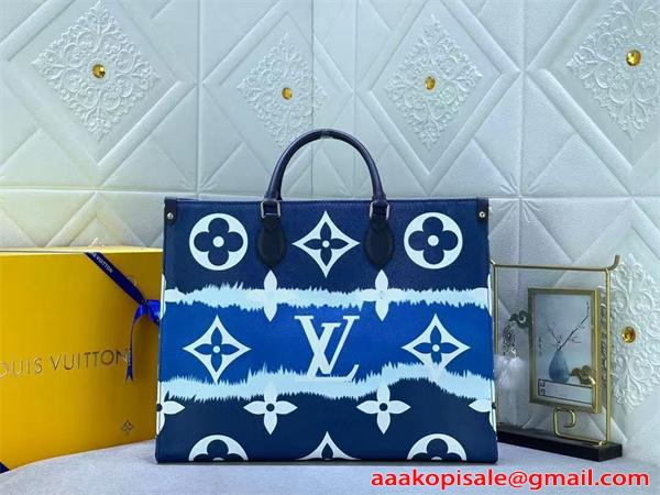 モノグラム プリント Louis Vuitton コピー トートバッグ ブルー ホワイト ハンドバッグ 春夏 カジュアル ルイ・ヴィトン