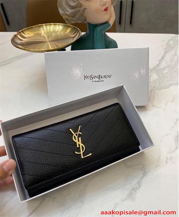 高級感溢れる サンローラン コピー 財布 ゴールド ブラック 収納便利 人気 Saint Laurent 大容量 シンプルエレガント 