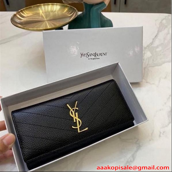 高級感溢れる サンローラン コピー 財布 ゴールド ブラック 収納便利 人気 Saint Laurent 大容量 シンプルエレガント 