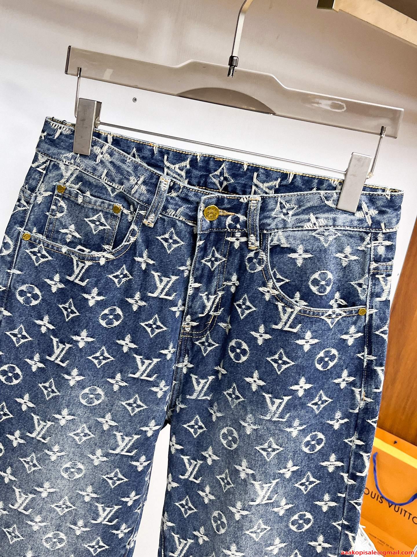 LOUIS VUITTON デニムパンツ メンズ ストレート ヴィンテージ加工 ルイヴィトン コピー 高級感 ストリート
