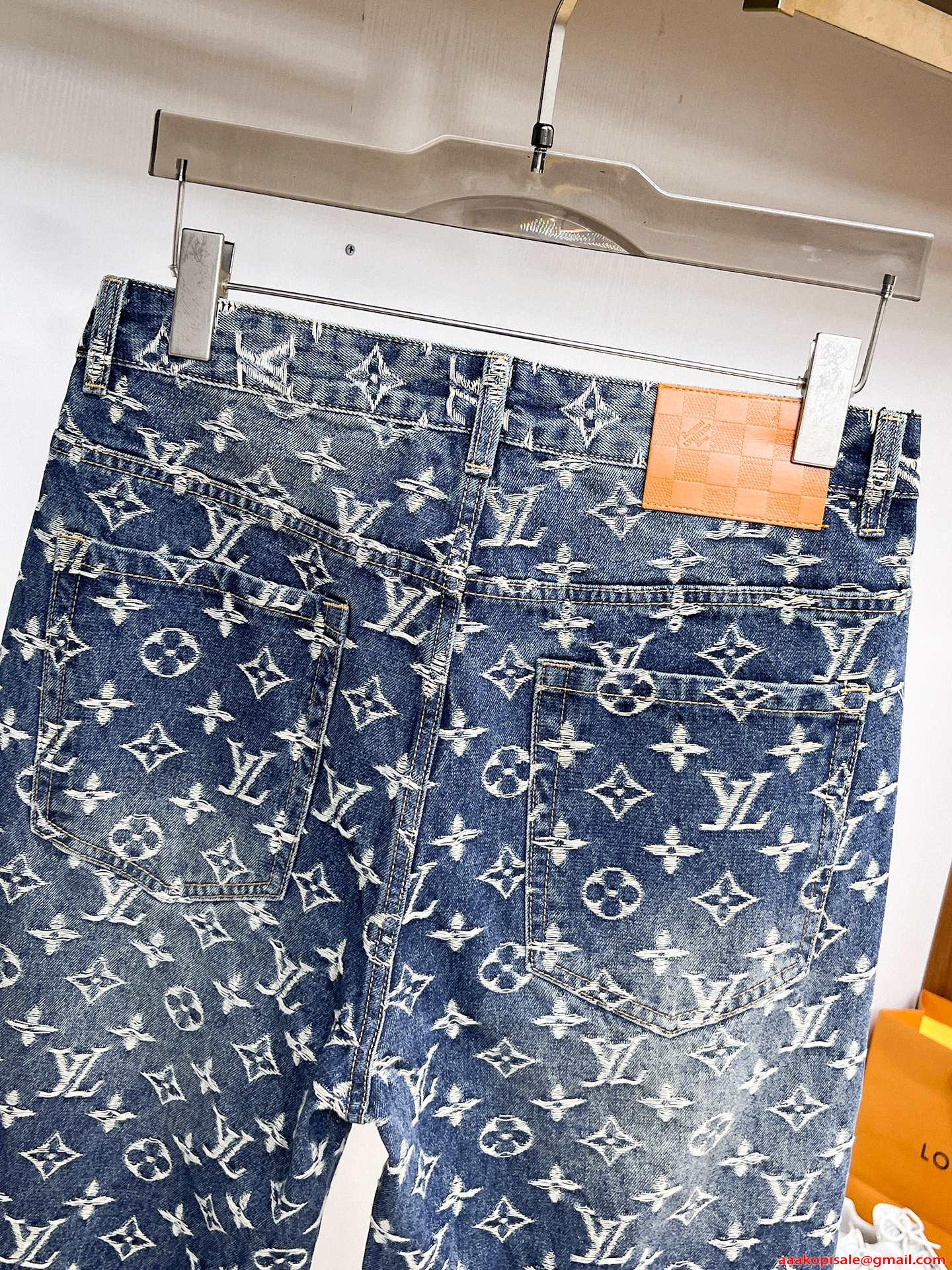 LOUIS VUITTON デニムパンツ メンズ ストレート ヴィンテージ加工 ルイヴィトン コピー 高級感 ストリート