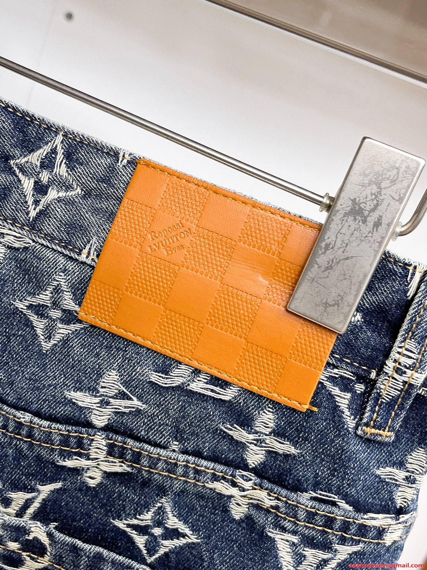 LOUIS VUITTON デニムパンツ メンズ ストレート ヴィンテージ加工 ルイヴィトン コピー 高級感 ストリート