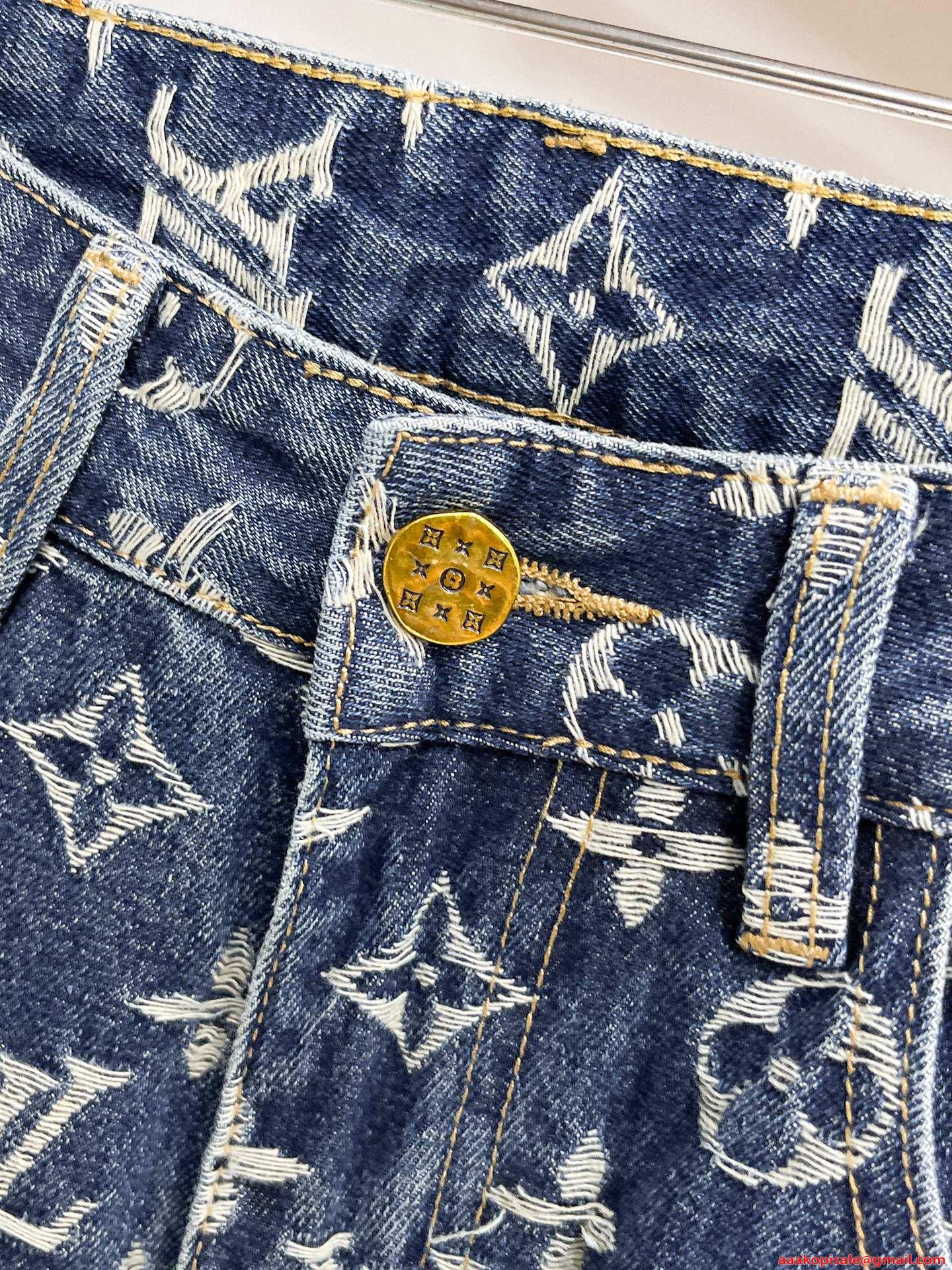 LOUIS VUITTON デニムパンツ メンズ ストレート ヴィンテージ加工 ルイヴィトン コピー 高級感 ストリート