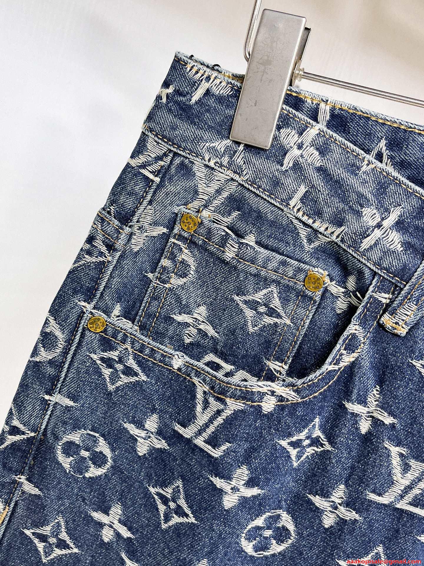 LOUIS VUITTON デニムパンツ メンズ ストレート ヴィンテージ加工 ルイヴィトン コピー 高級感 ストリート