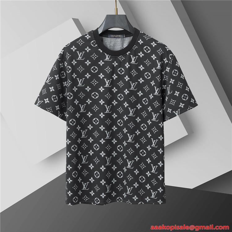  プリント セットアップ LOUIS VUITTON メンズ 半袖Tシャツ ルイヴィトン コピー ショートパンツ 上下セット