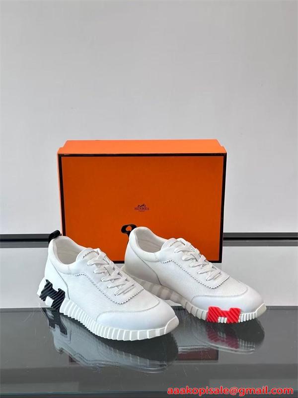 スニーカー メンズ 軽量設計 HERMES 通気メッシュ 厚底ソール エルメス コピー クッション性